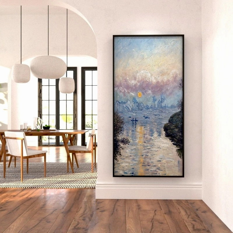Framed Claude Monet Art Print: Sunset on the Seine at Lavacourt