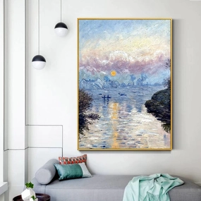 Framed Claude Monet Art Print: Sunset on the Seine at Lavacourtnordic style wall decor