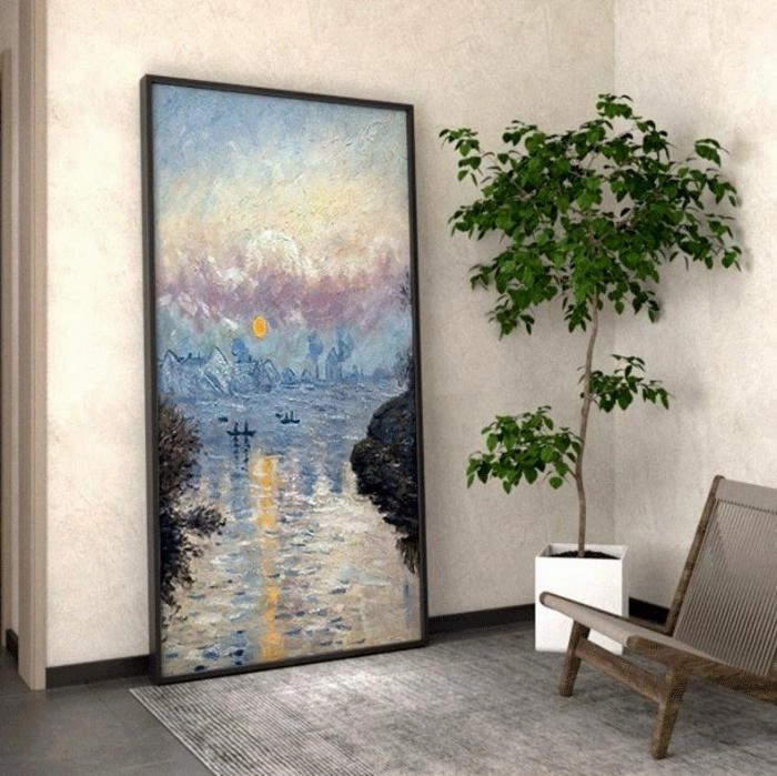 Framed Claude Monet Art Print: Sunset on the Seine at Lavacourt