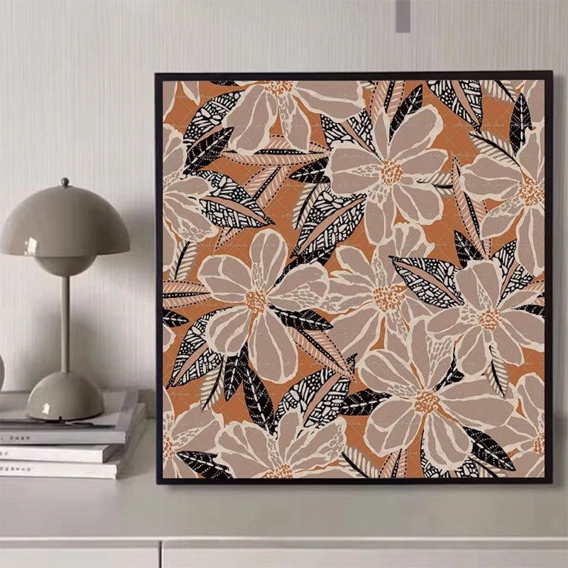 Framed Retro Orange Flower Print