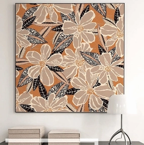 Framed Retro Orange Flower Printnordic style wall decor
