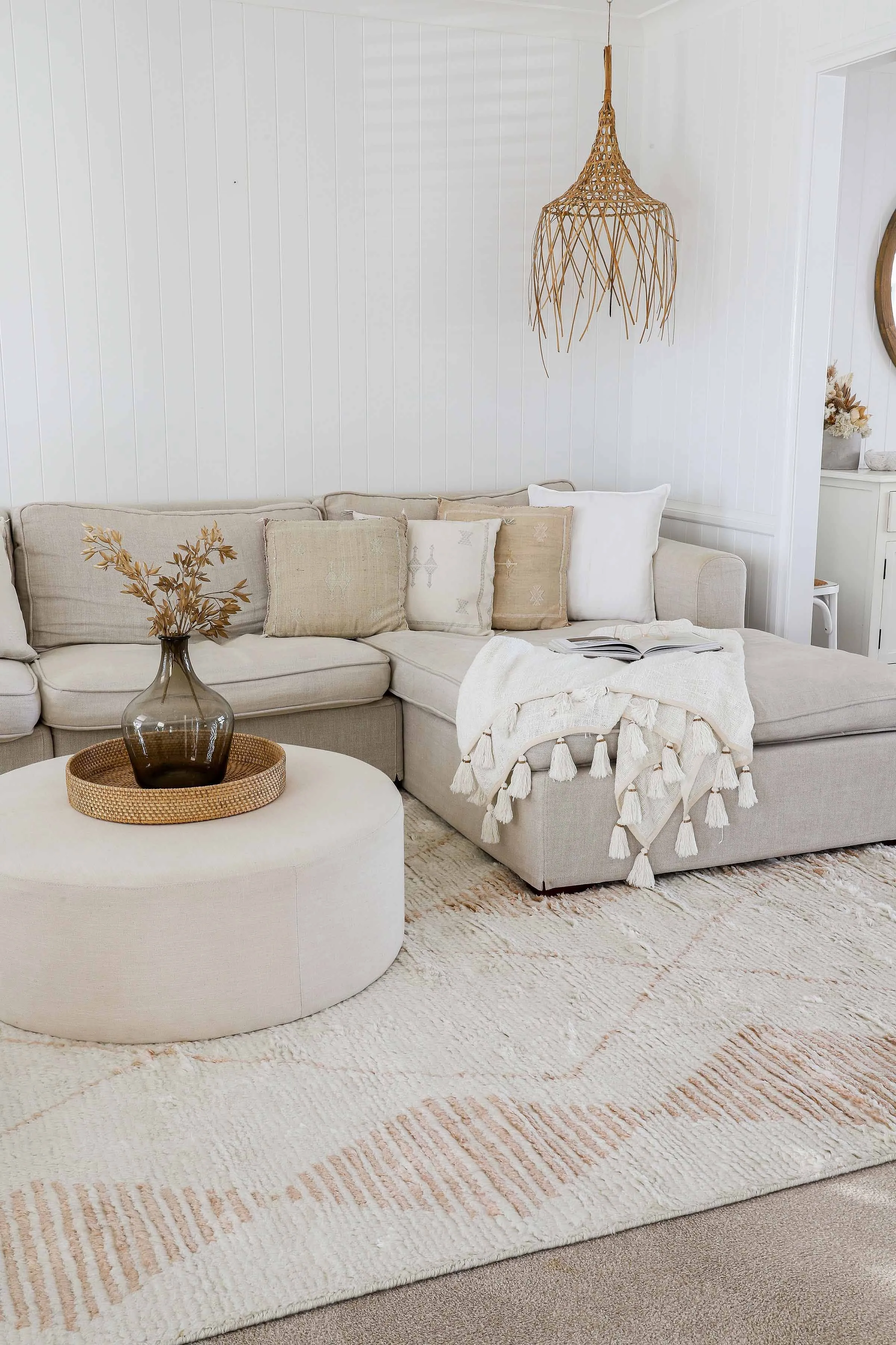 Frankie Ivory and Beige Tribal PET Rug