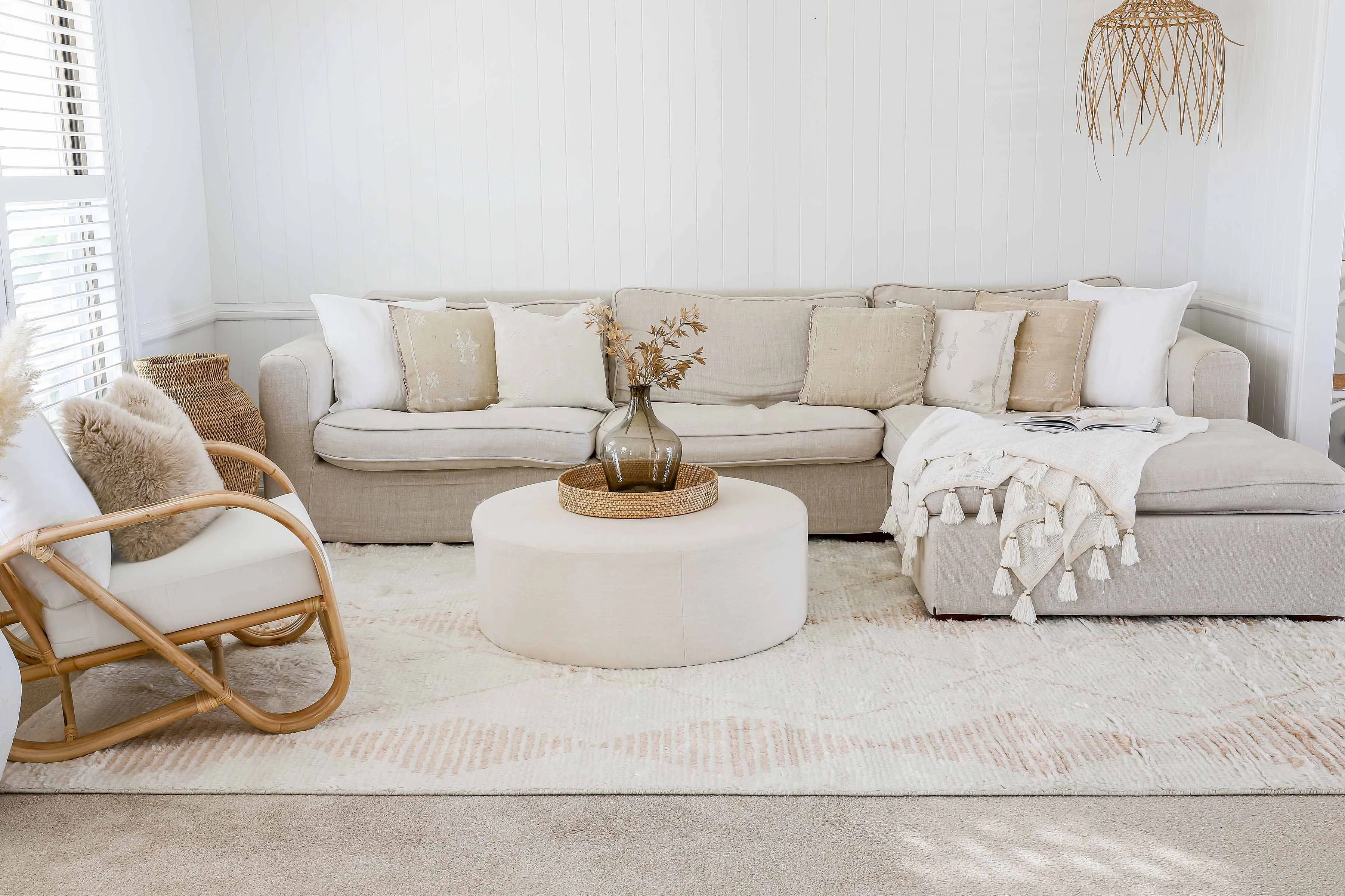Frankie Ivory and Beige Tribal PET Rug