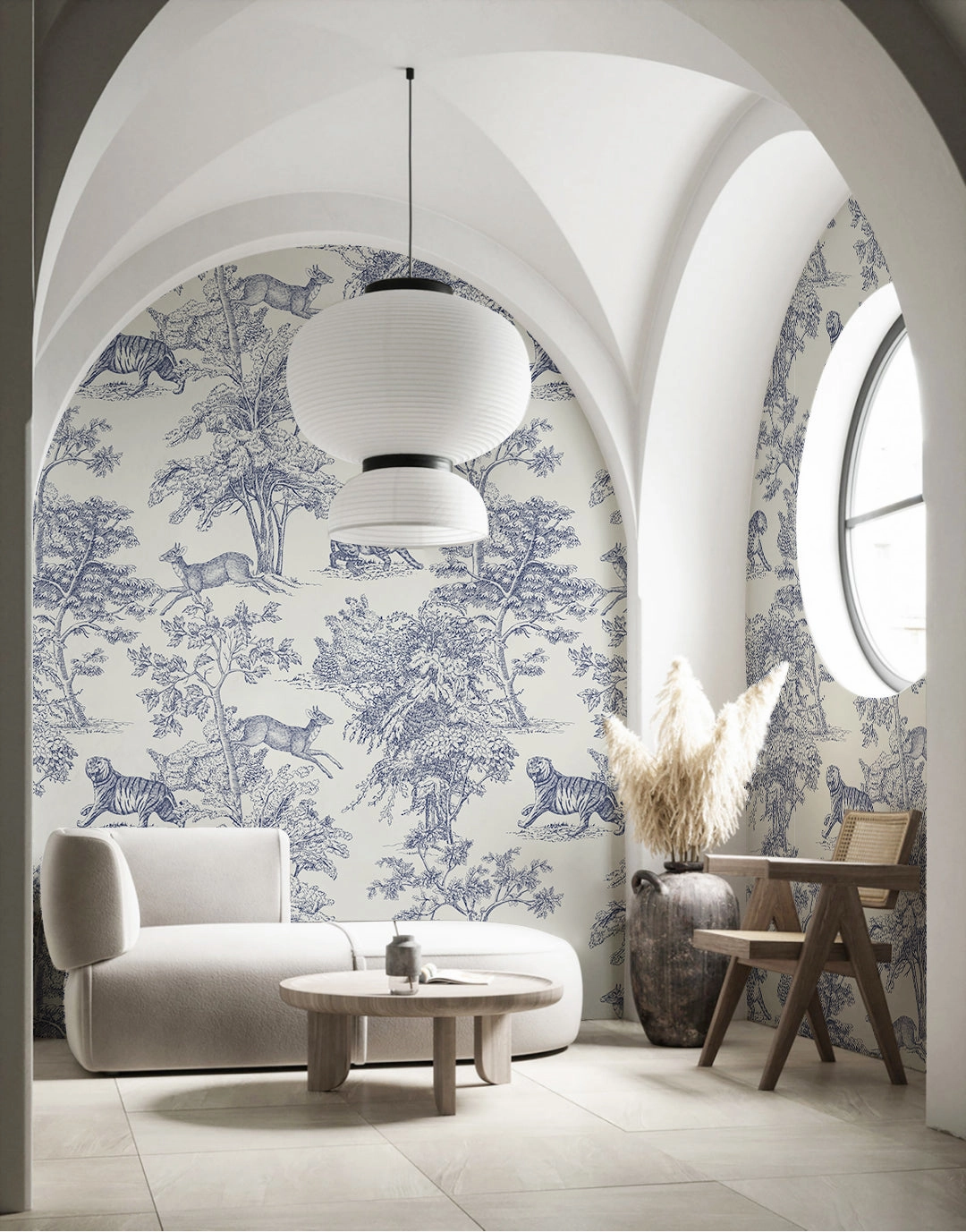 French Blue Forest Wallpaper