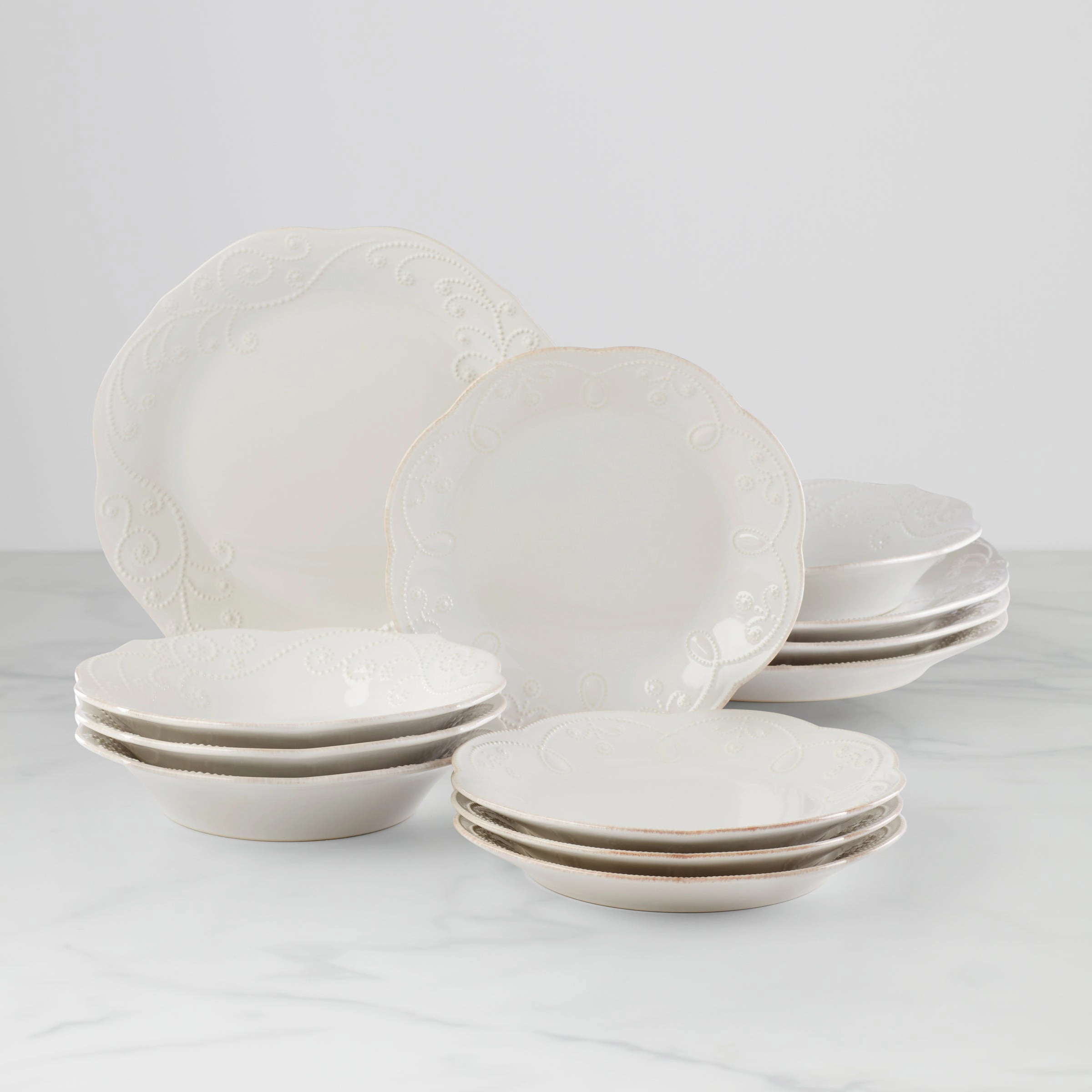 French Perle 12-Piece Dinnerware Setmodern kitchen decor ,kitchen dinner set ,dinnerware 