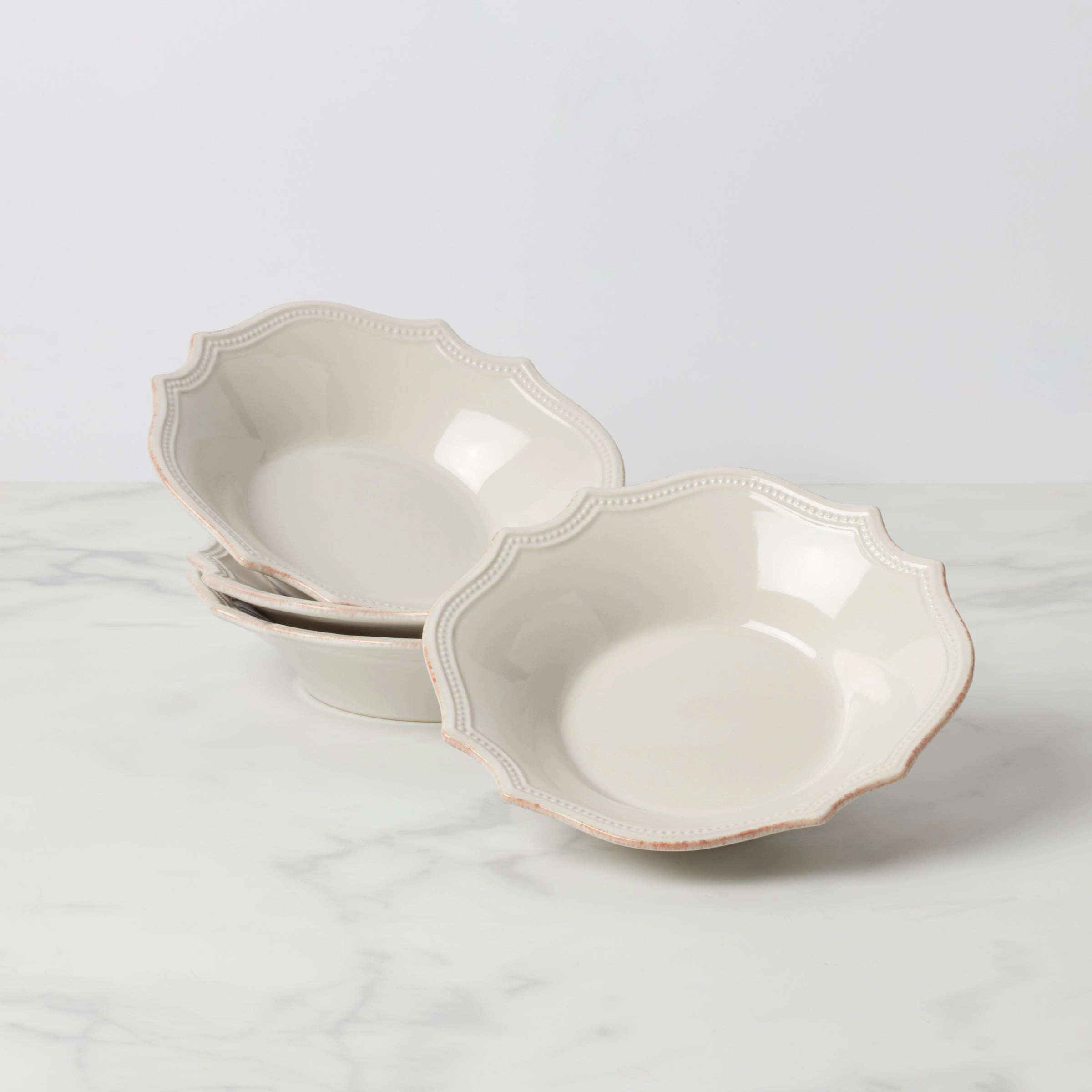 French Perle Bead Pasta Bowls - Set of 4modern kitchen decor ,kitchen dinner set ,dinnerware 