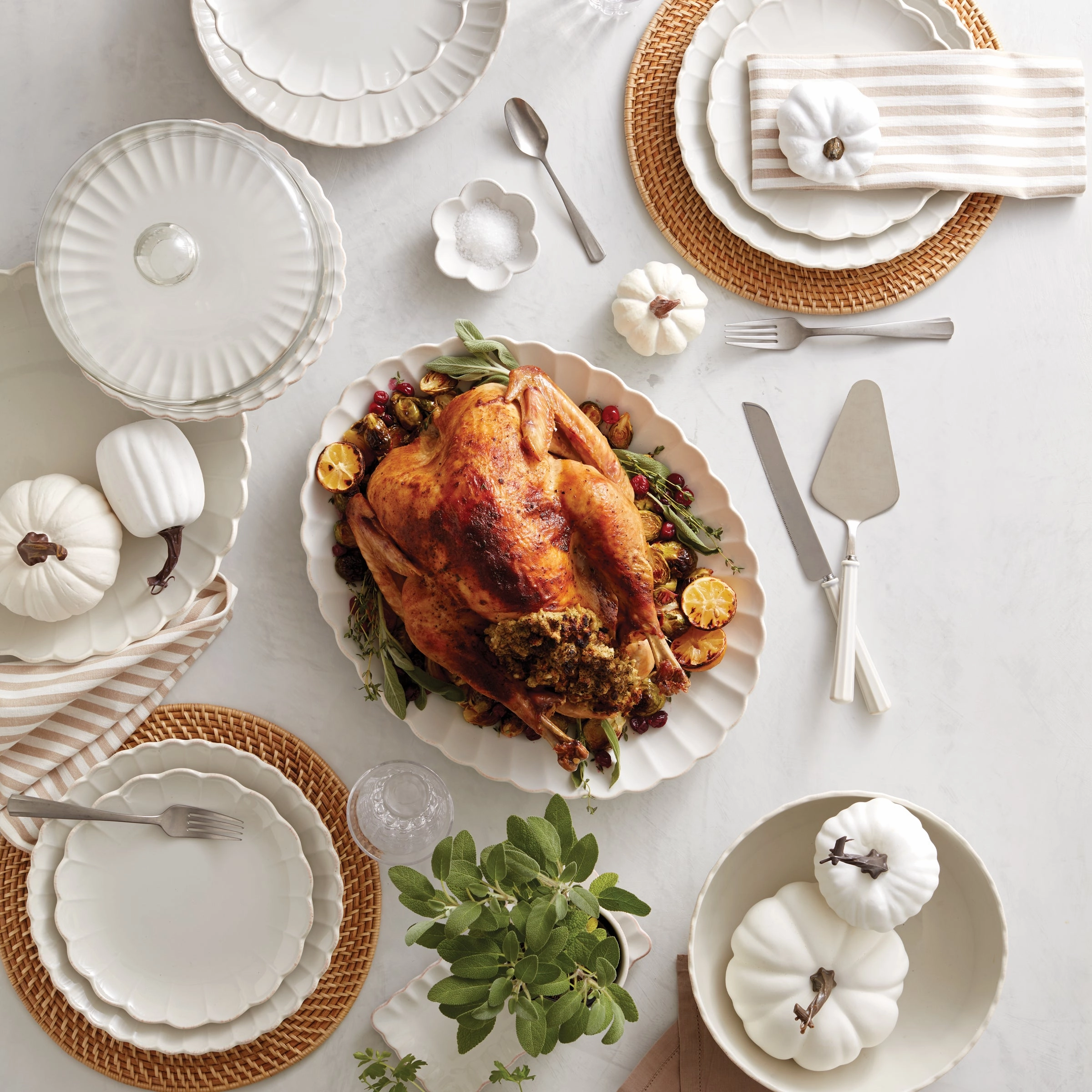 French Perle Carved Turkey Platter