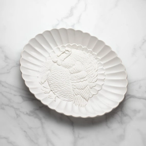 French Perle Carved Turkey Plattermodern kitchen decor ,kitchen dinner set ,dinnerware 