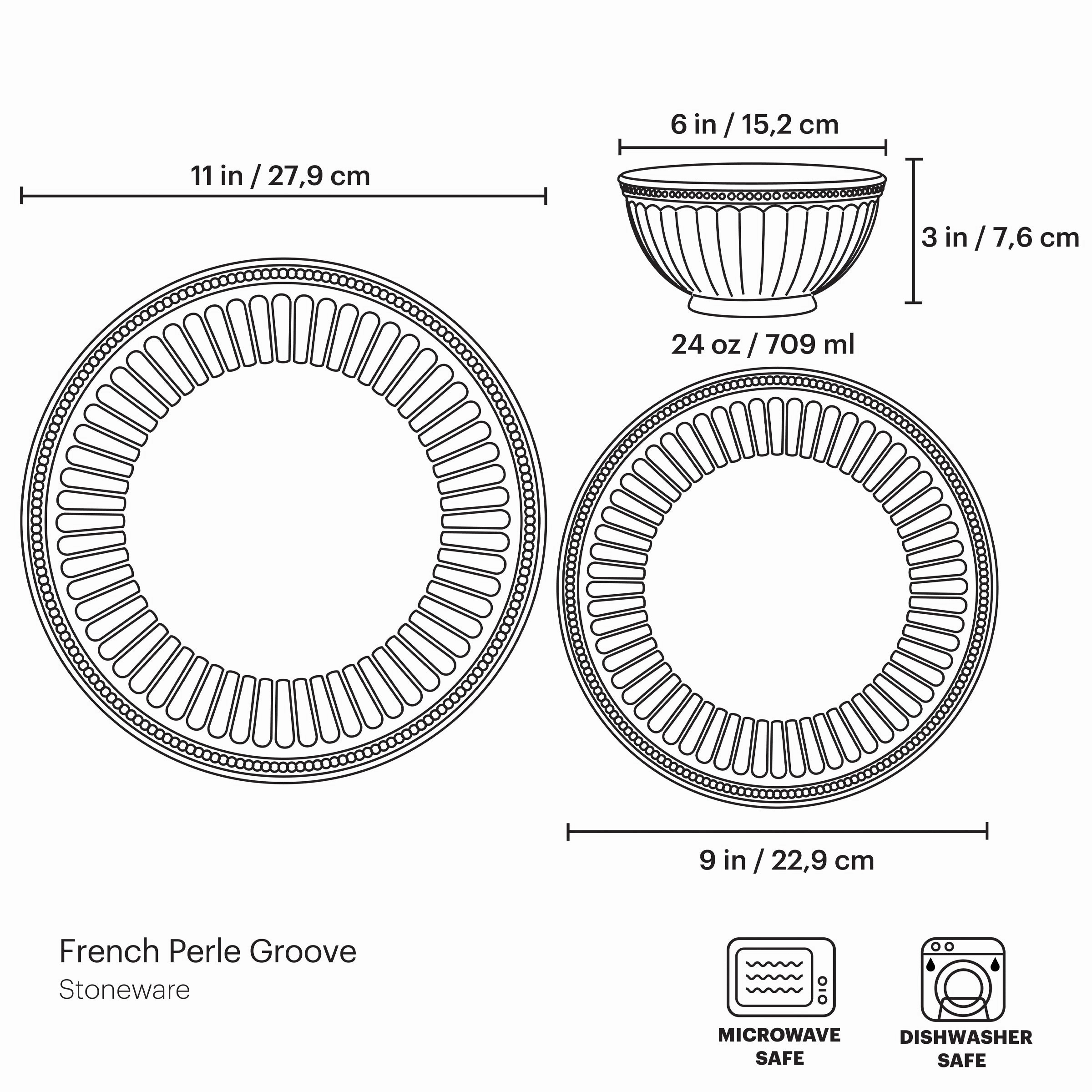 French Perle Groove 12-Piece Place Setting
