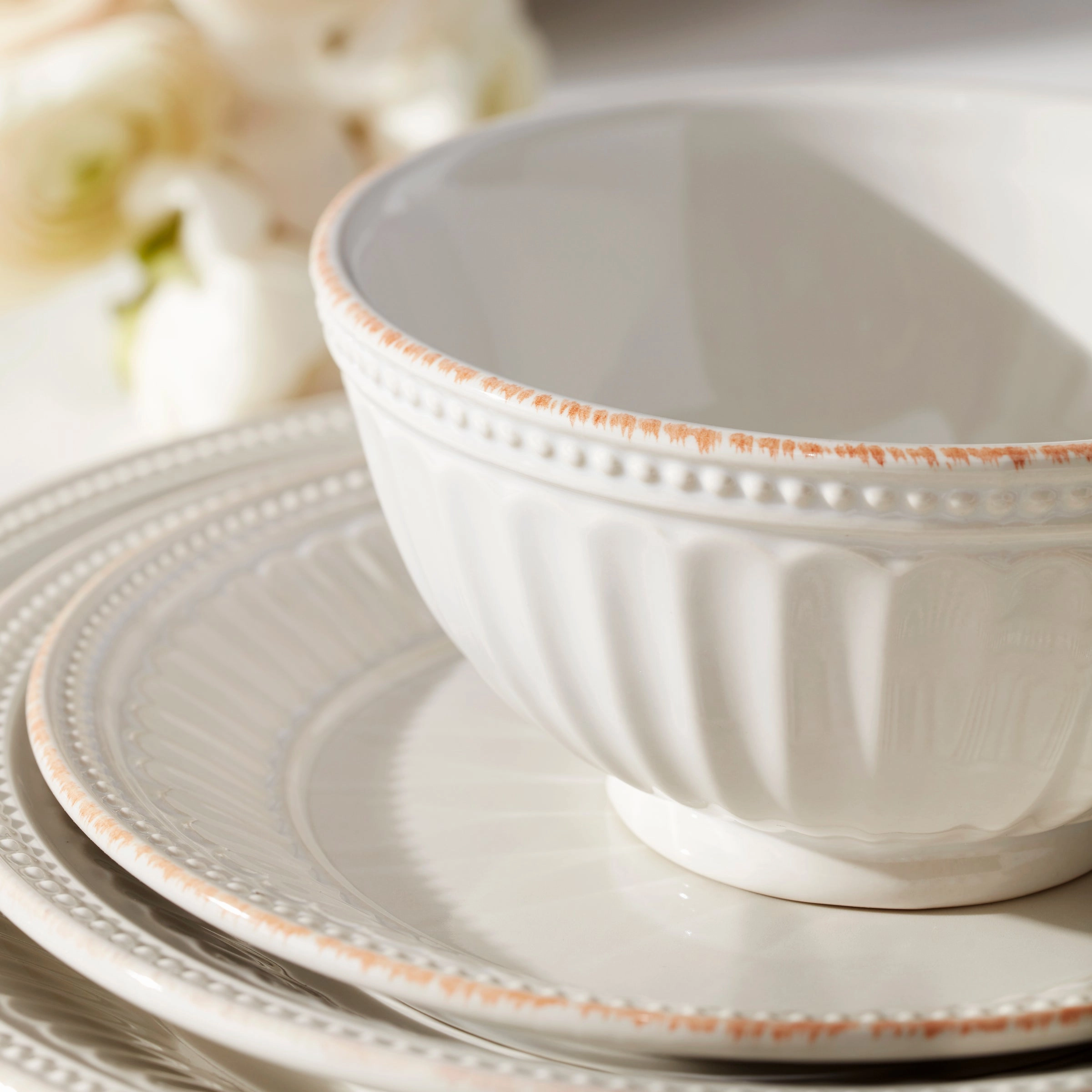French Perle Groove 12-Piece Place Setting