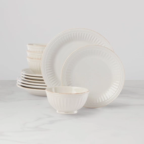 French Perle Groove 12-Piece Place Settingmodern kitchen decor ,kitchen dinner set ,dinnerware 
