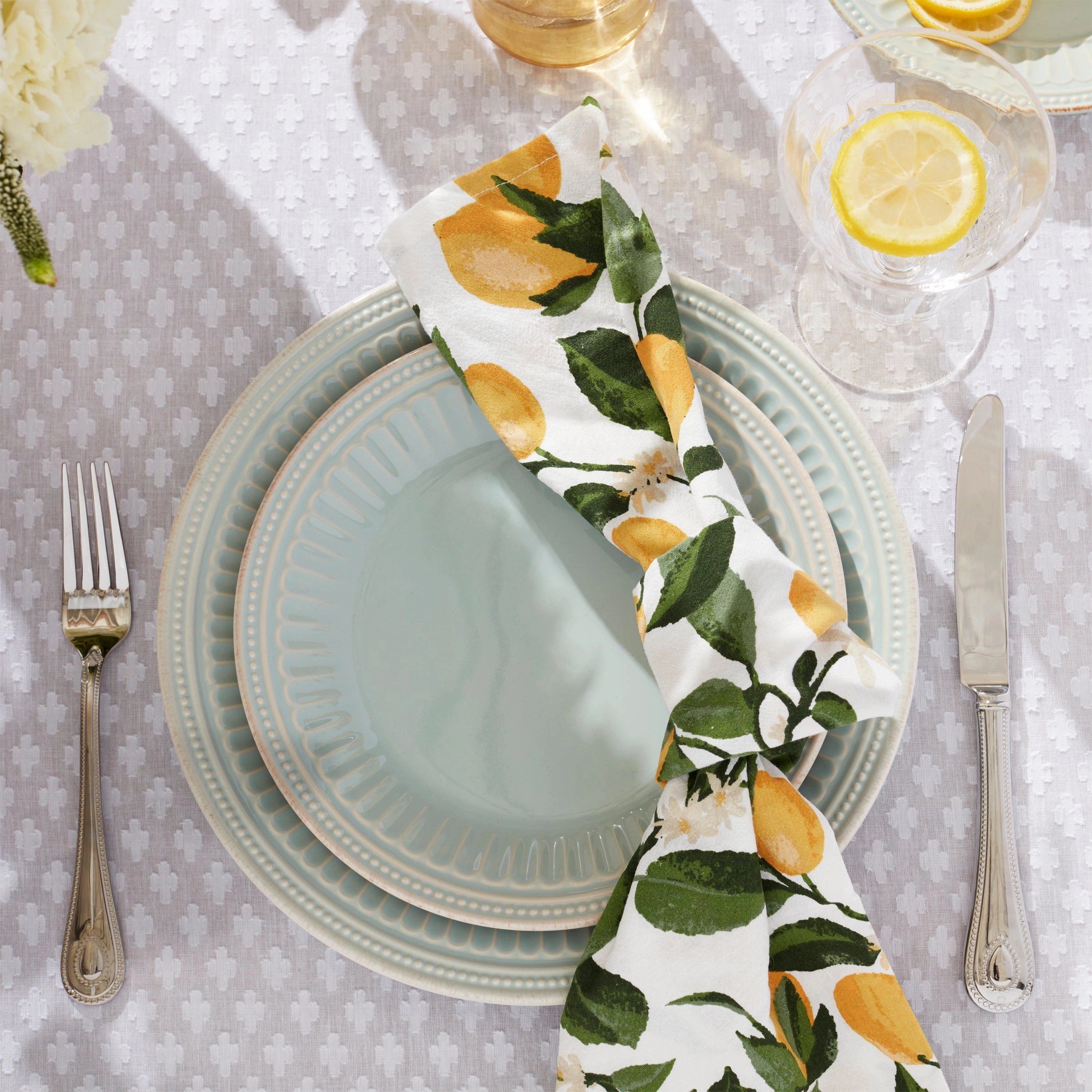 French Perle Groove Ice Blue 12-Piece Place Setting