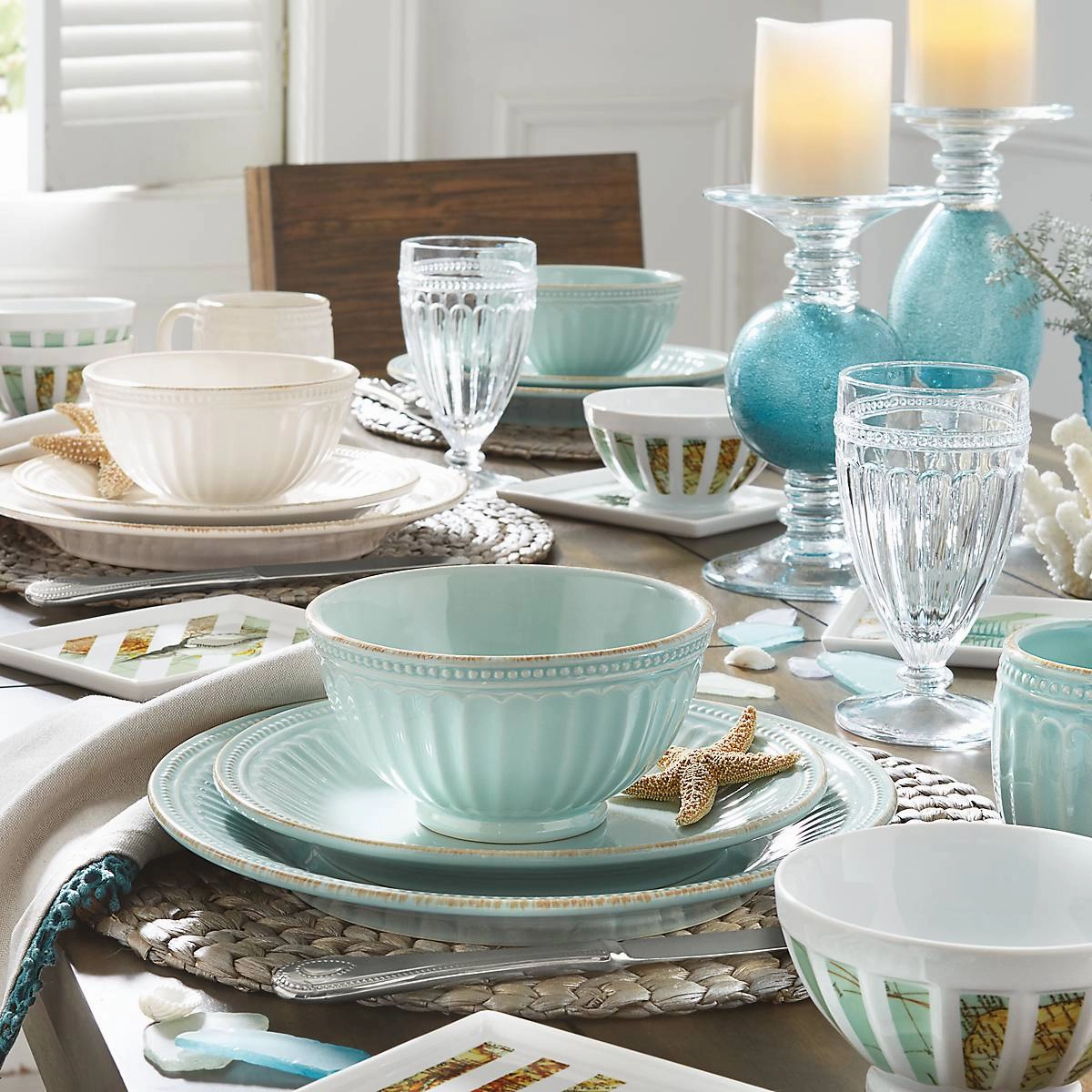 French Perle Groove Ice Blue 4-Piece Place Setting