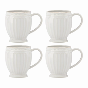 French Perle Groove Mugs - Set of 4glass cups ,personalized mugs 