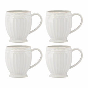 French Perle Groove Mugs - Set of 4modern kitchen decor ,kitchen dinner set ,dinnerware 