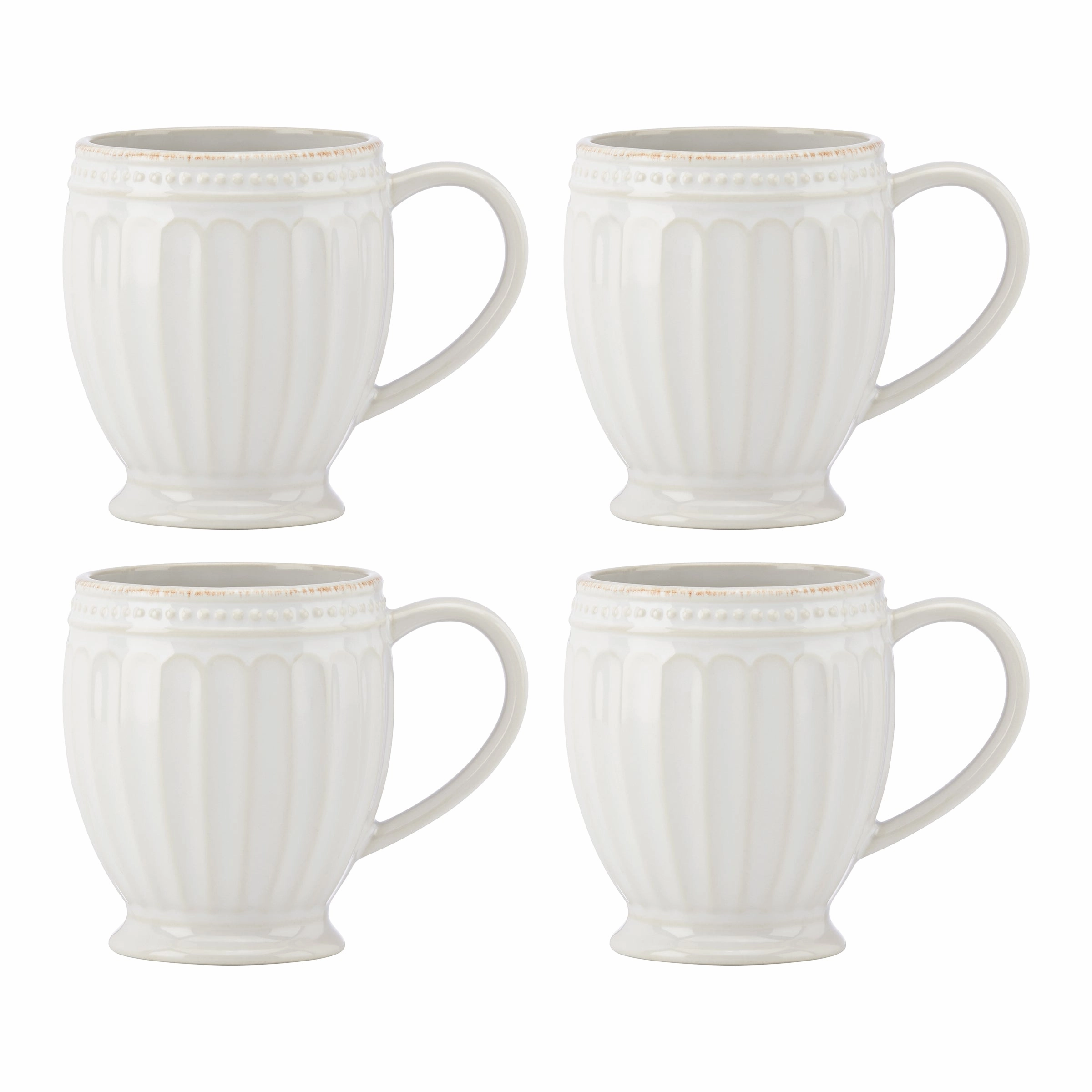 French Perle Groove Mugs - Set of 4glass cups ,personalized mugs 