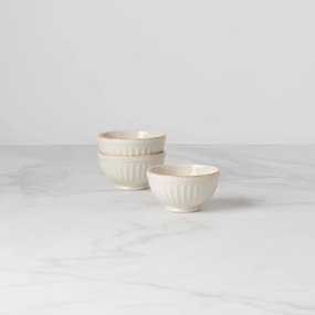 French Perle Groove White 3-Piece Mini Bowl Setafternoon tea dessert tray
