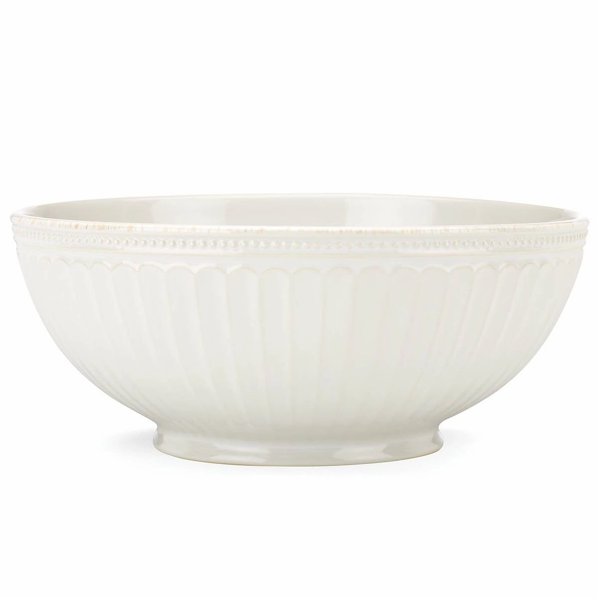 French Perle Groove White Medium Bowl