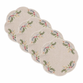 French Perle Holly Embroidered Placemats - Set Of 4home decor ,wall decor 