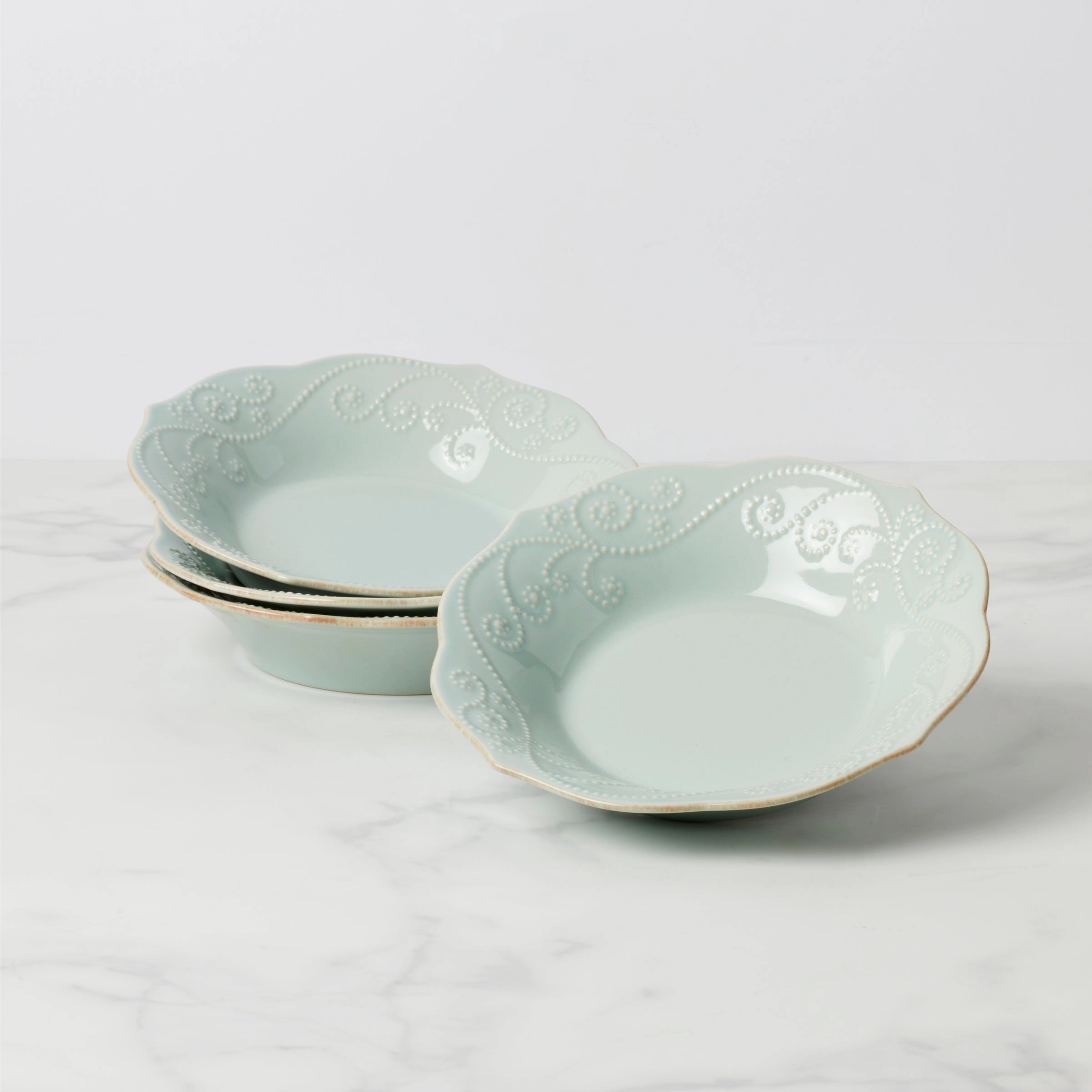 French Perle Ice Blue Pasta Bowls - Set of 4modern kitchen decor ,kitchen dinner set ,dinnerware 