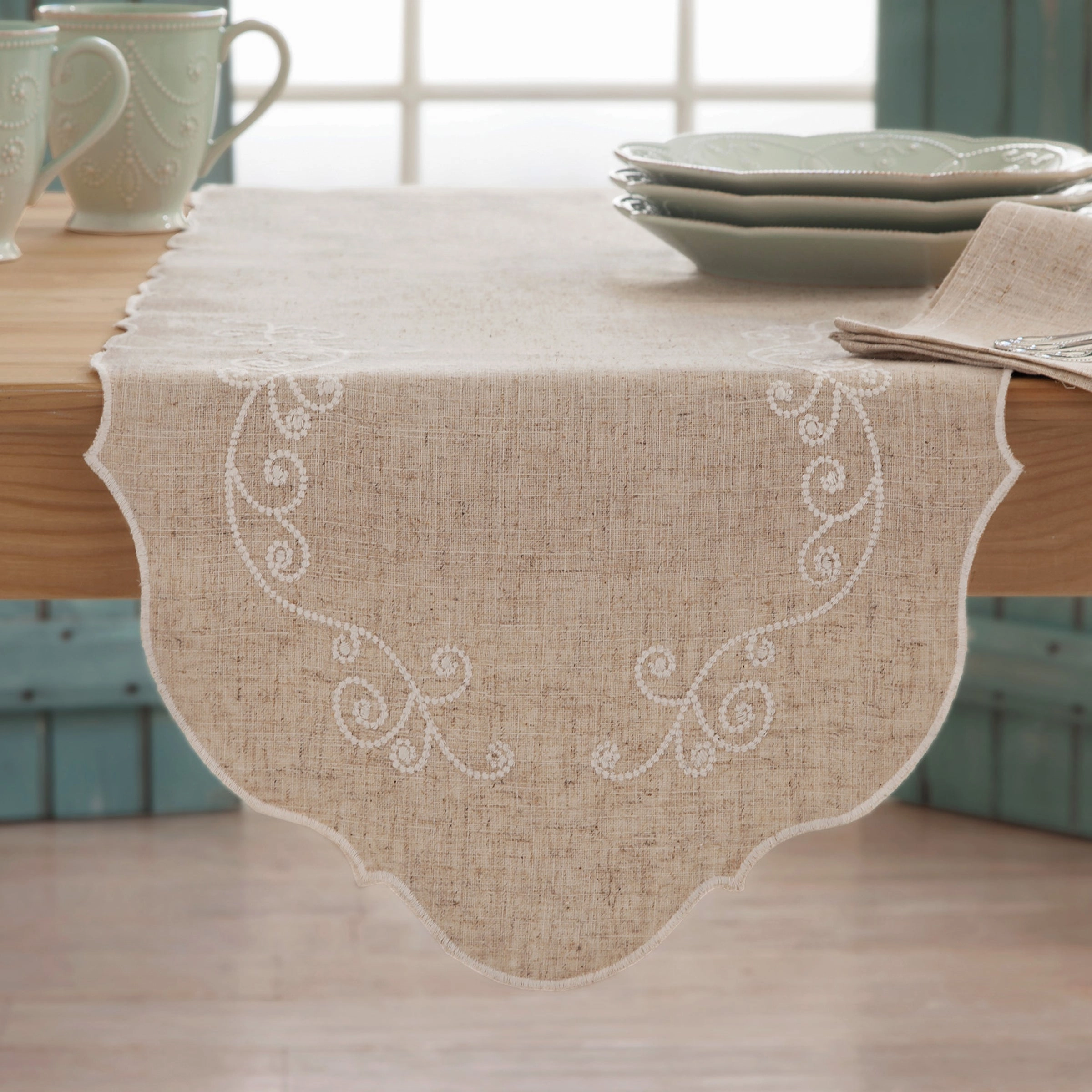 French Perle Linen Runnermodern kitchen decor ,kitchen dinner set ,dinnerware 