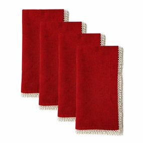 French Perle Red Dinner Napkins - Set Of 4home decor ,wall decor 