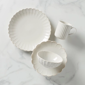 French Perle Scallop 4-Piece Place Settingmodern kitchen decor ,kitchen dinner set ,dinnerware 