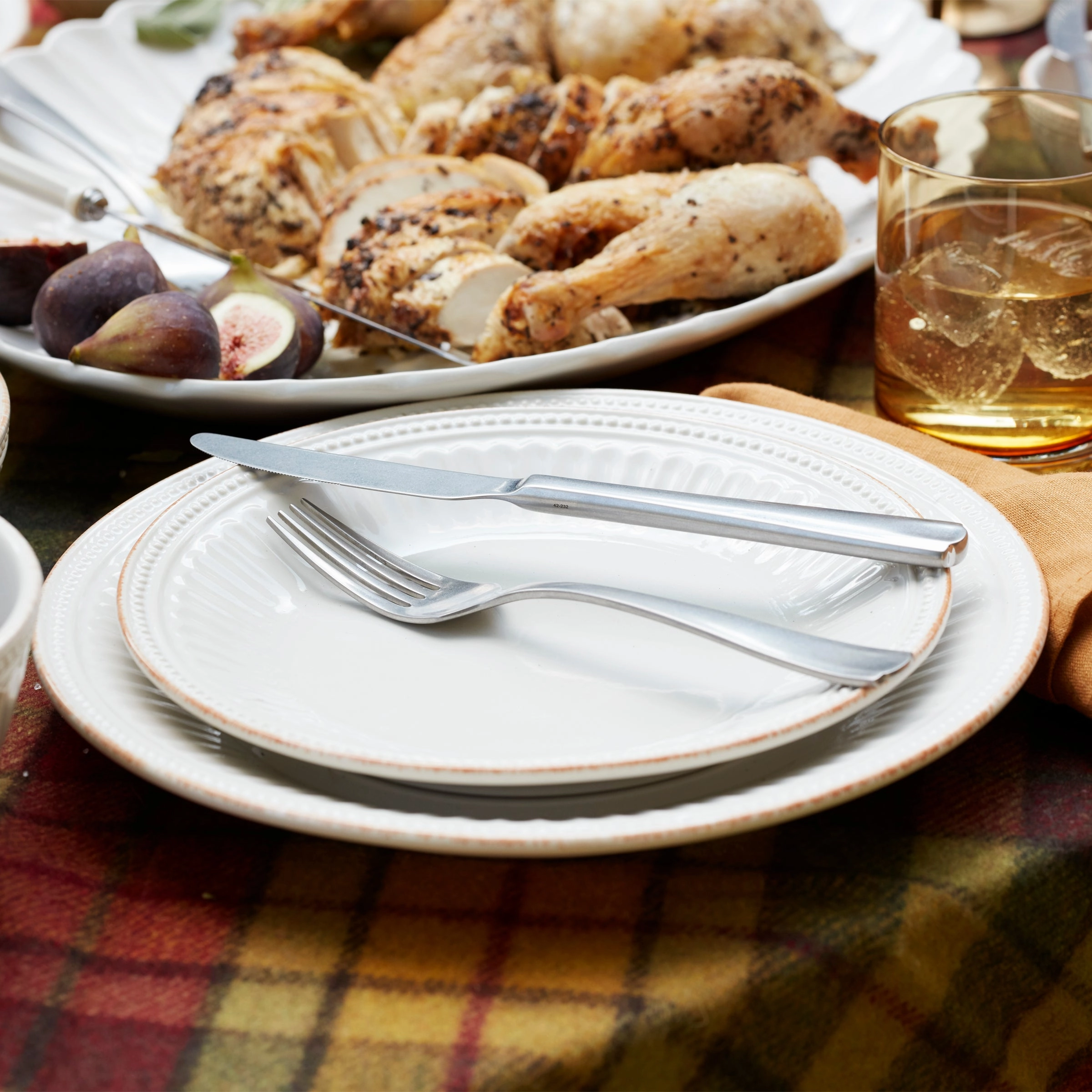 French Perle Scallop Vintage 65 Piece Flatware Set