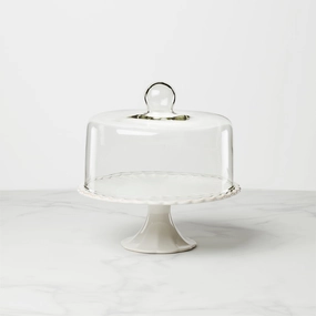 French Perle White Cake Plate With Domemodern kitchen decor ,kitchen dinner set ,dinnerware 