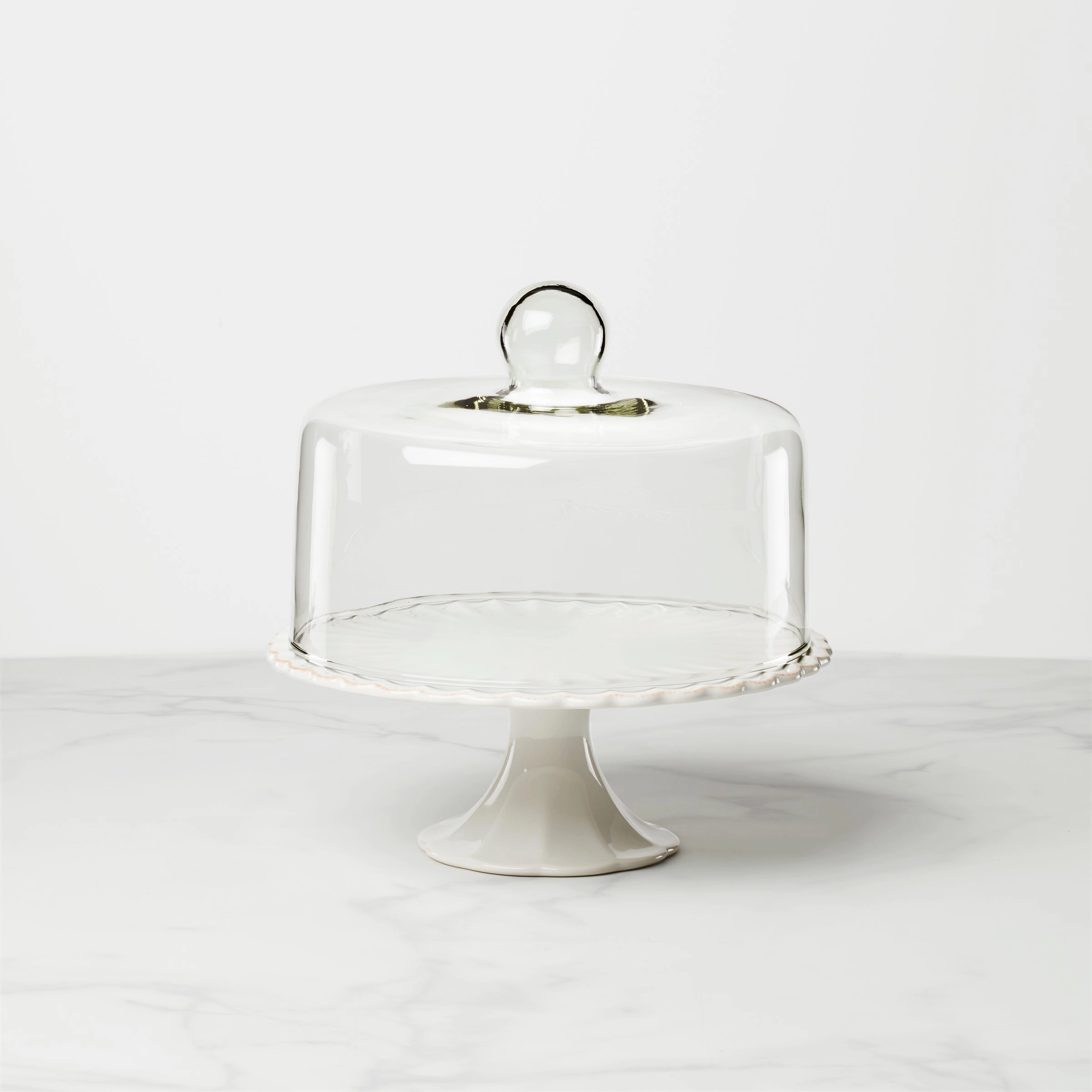 French Perle White Cake Plate With Domeafternoon tea dessert tray