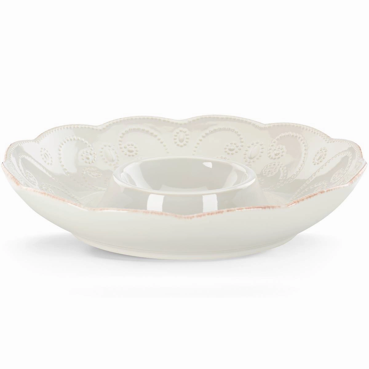 French Perle White Chip & Dip Tray