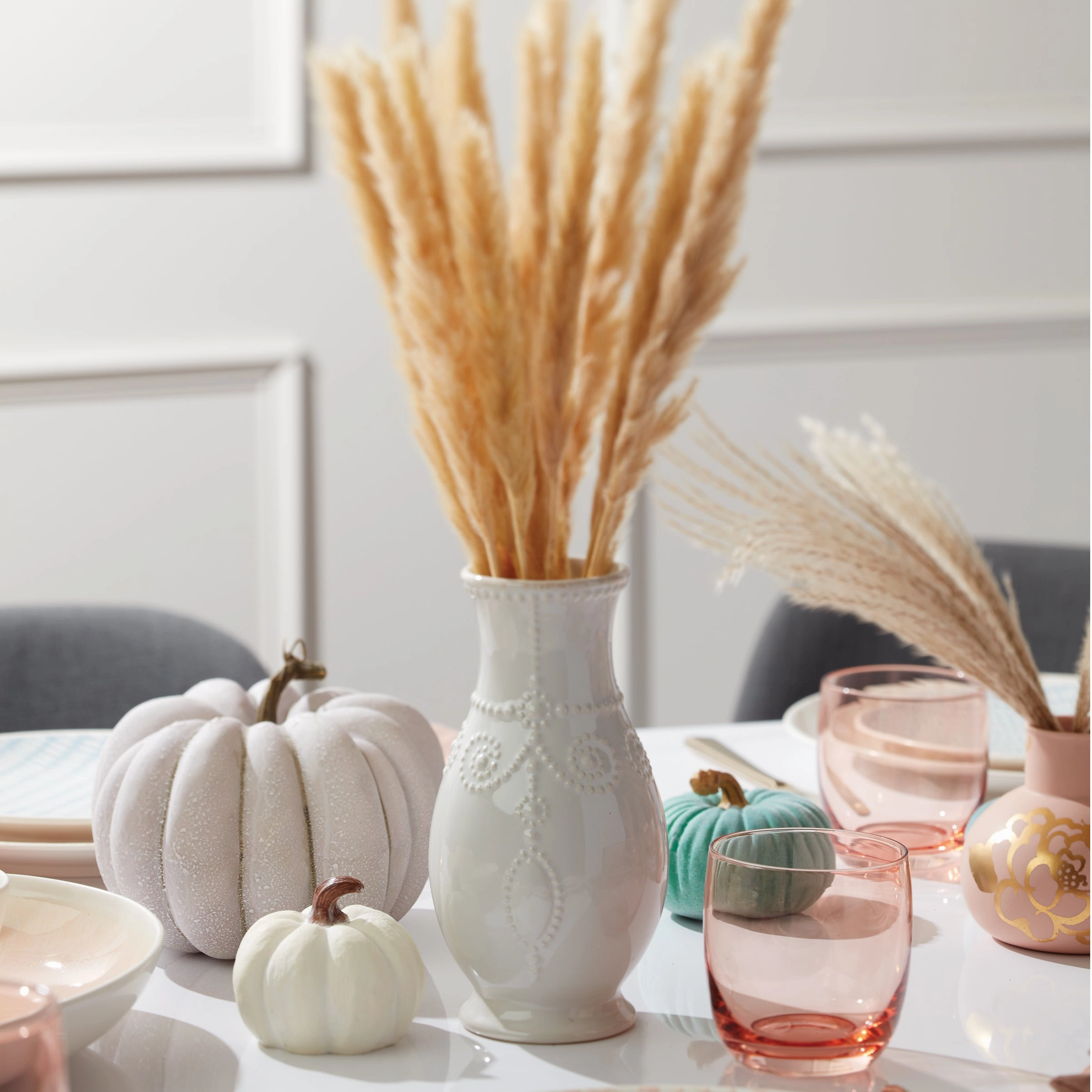 French Perle White Fluted Vase