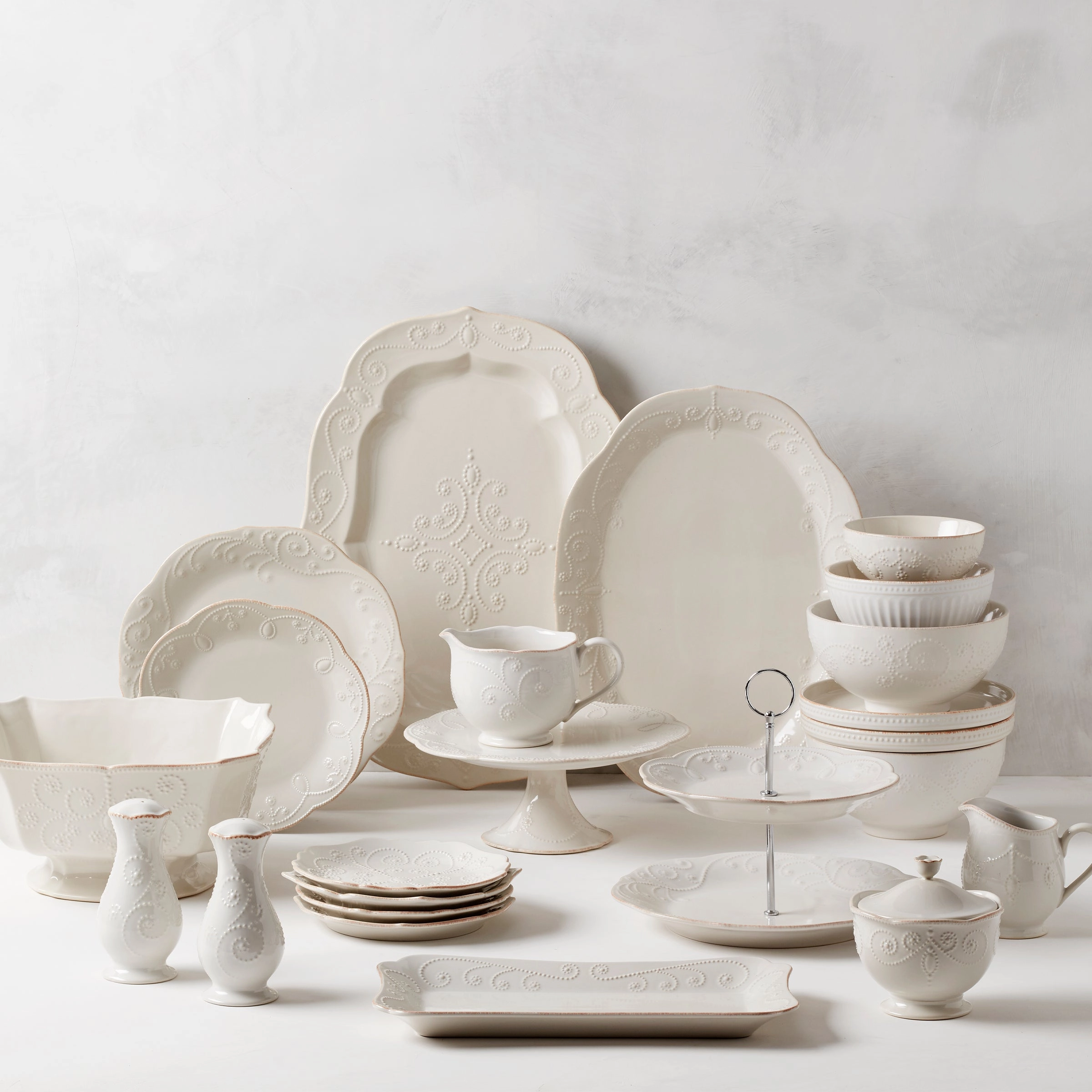French Perle White Pedestal Cake Plate