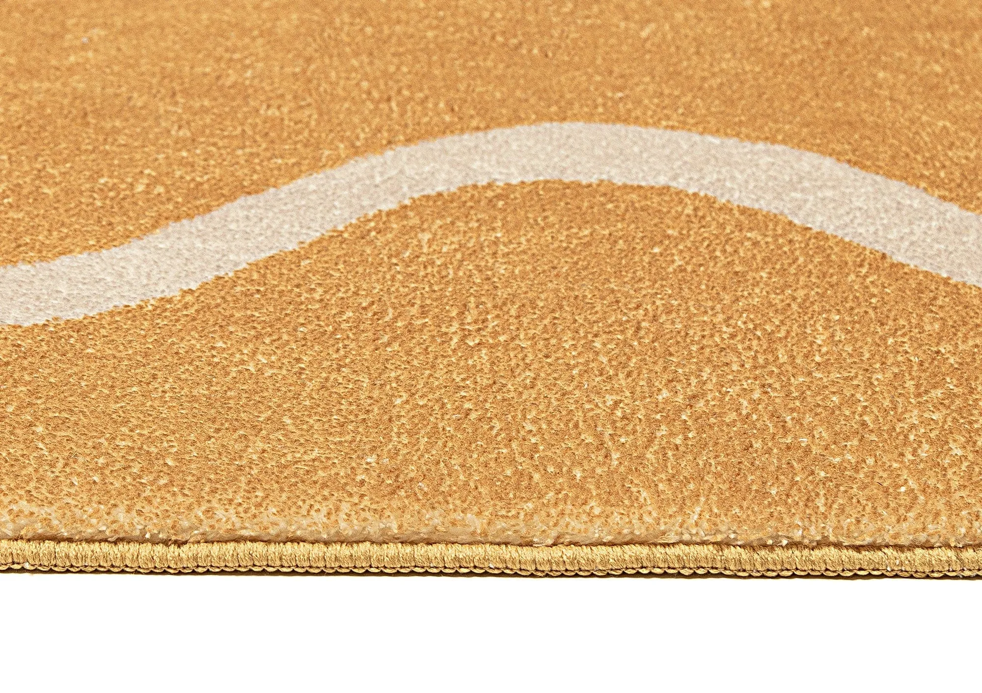 Frida Mustard and Cream Wiggle Bordered Washable Rug
