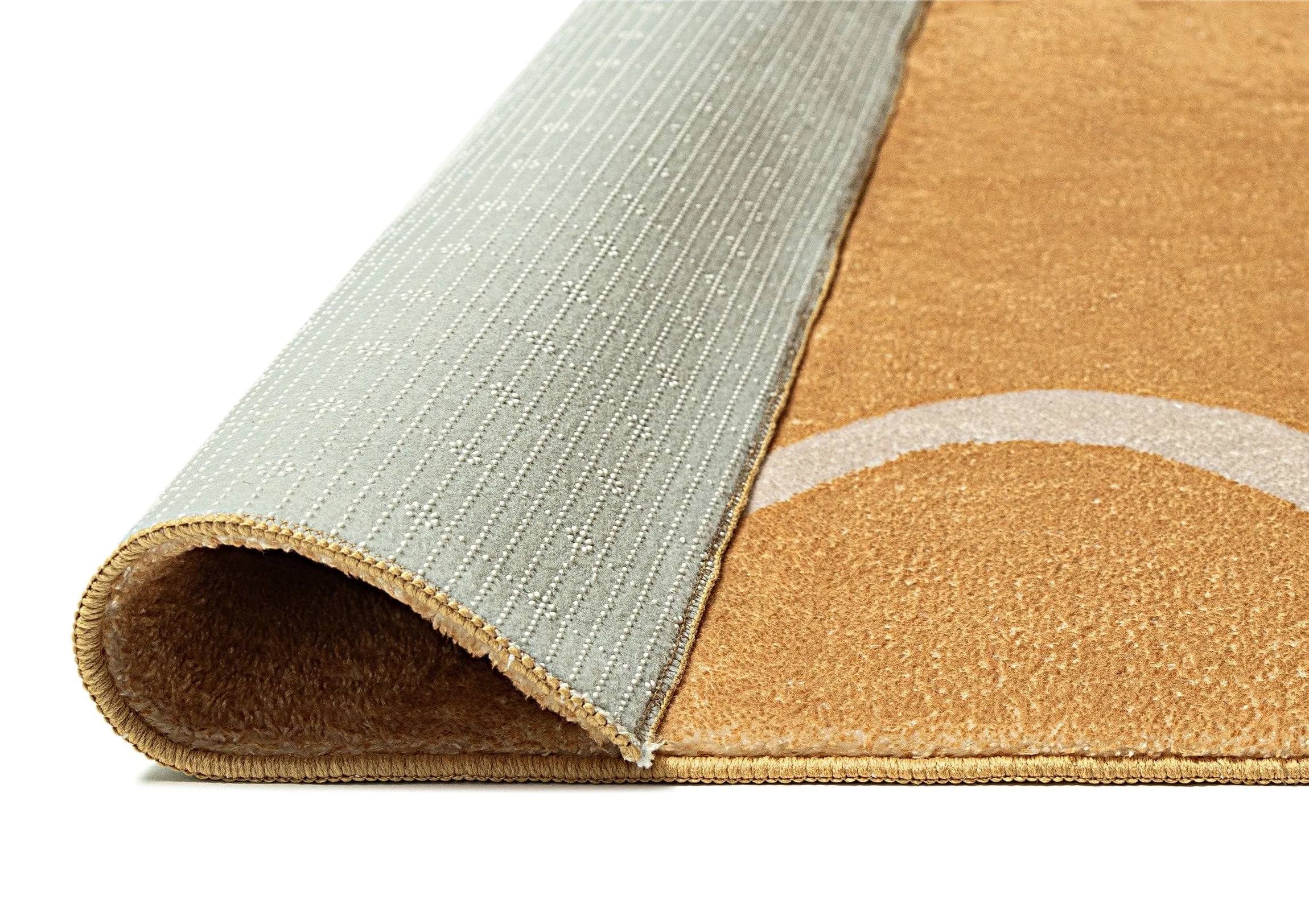 Frida Mustard and Cream Wiggle Bordered Washable Rug