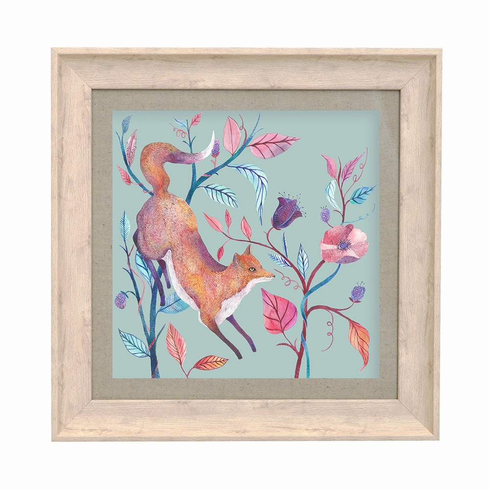 Frieda Fox Framed Print Birch/Robins Egg