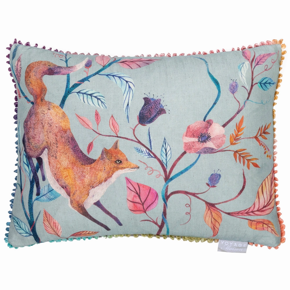 Frieda Fox Printed Feather Cushion Robins Egg