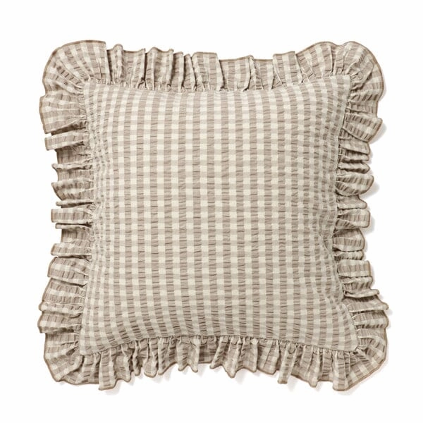 Frill Check Cushion Cover 450 x 450  Beigebedding sets ,throw blankets 