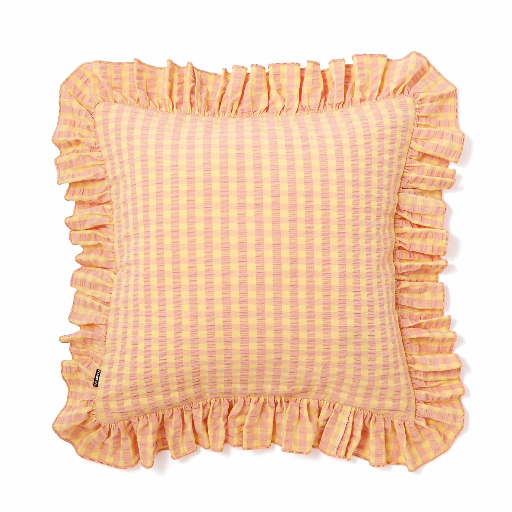 Frill Check Cushion Cover 450 x 450  Orange x Yellow