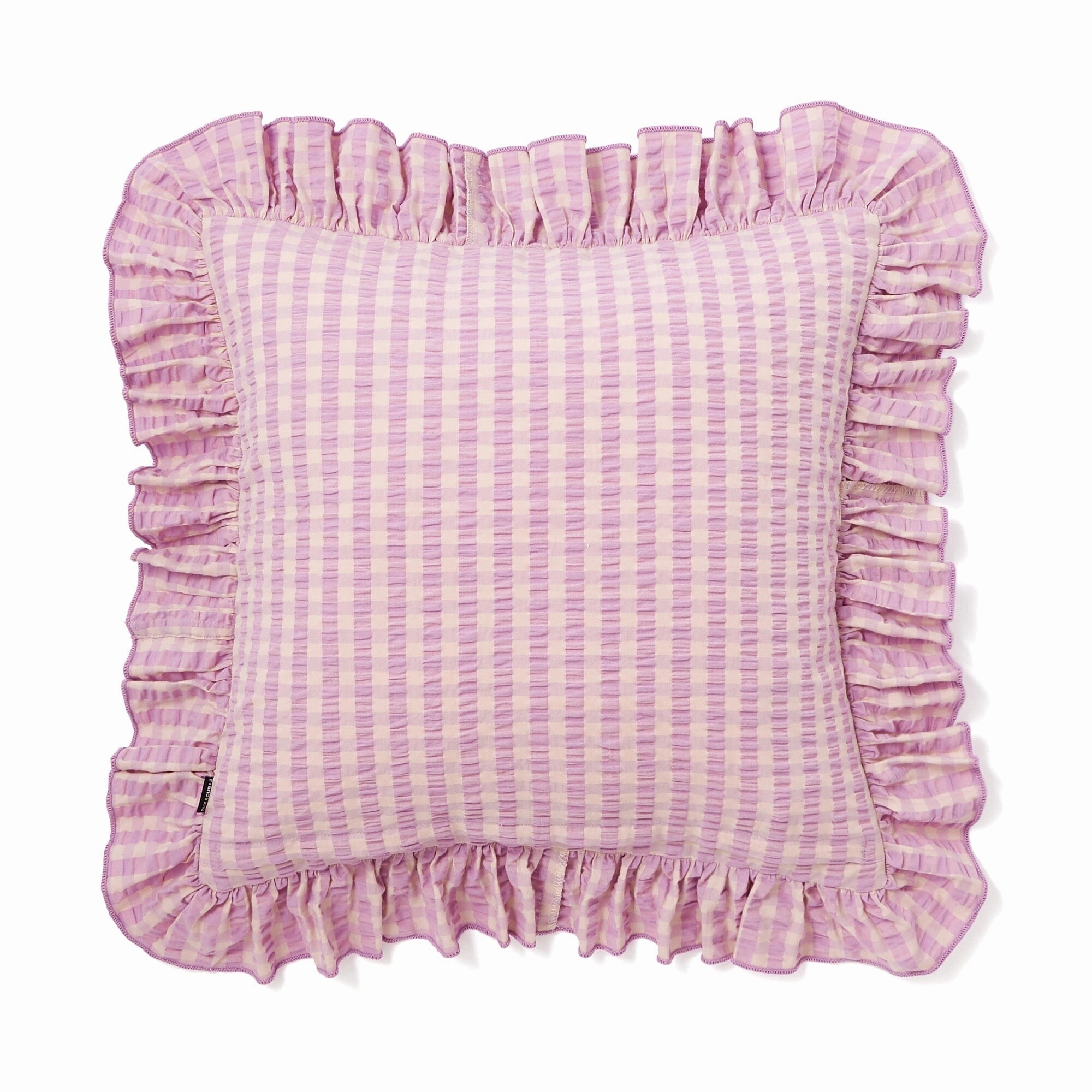 Frill Check Cushion Cover 450 x 450  Purple x Pink