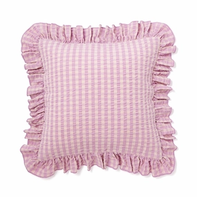 Frill Check Cushion Cover 450 x 450  Purple x Pinkbedding sets ,throw blankets 