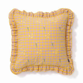 Frill Emb Cushion Cover 450 X 450 Yellow X Purplebedding sets ,throw blankets 