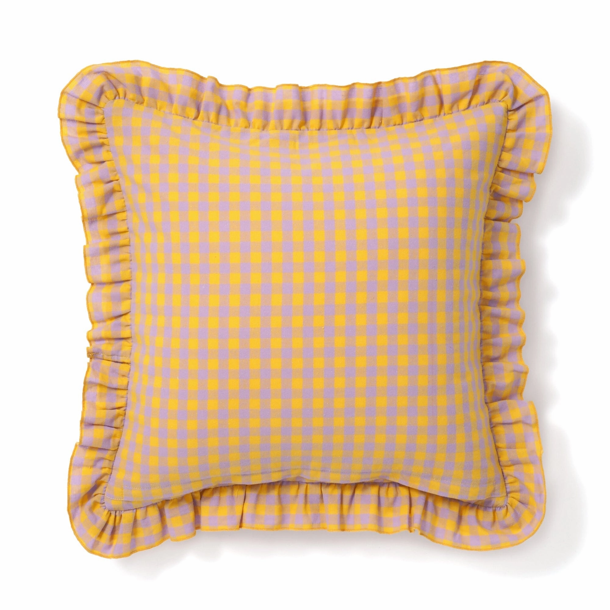 Frill Emb Cushion Cover 450 X 450 Yellow X Purple