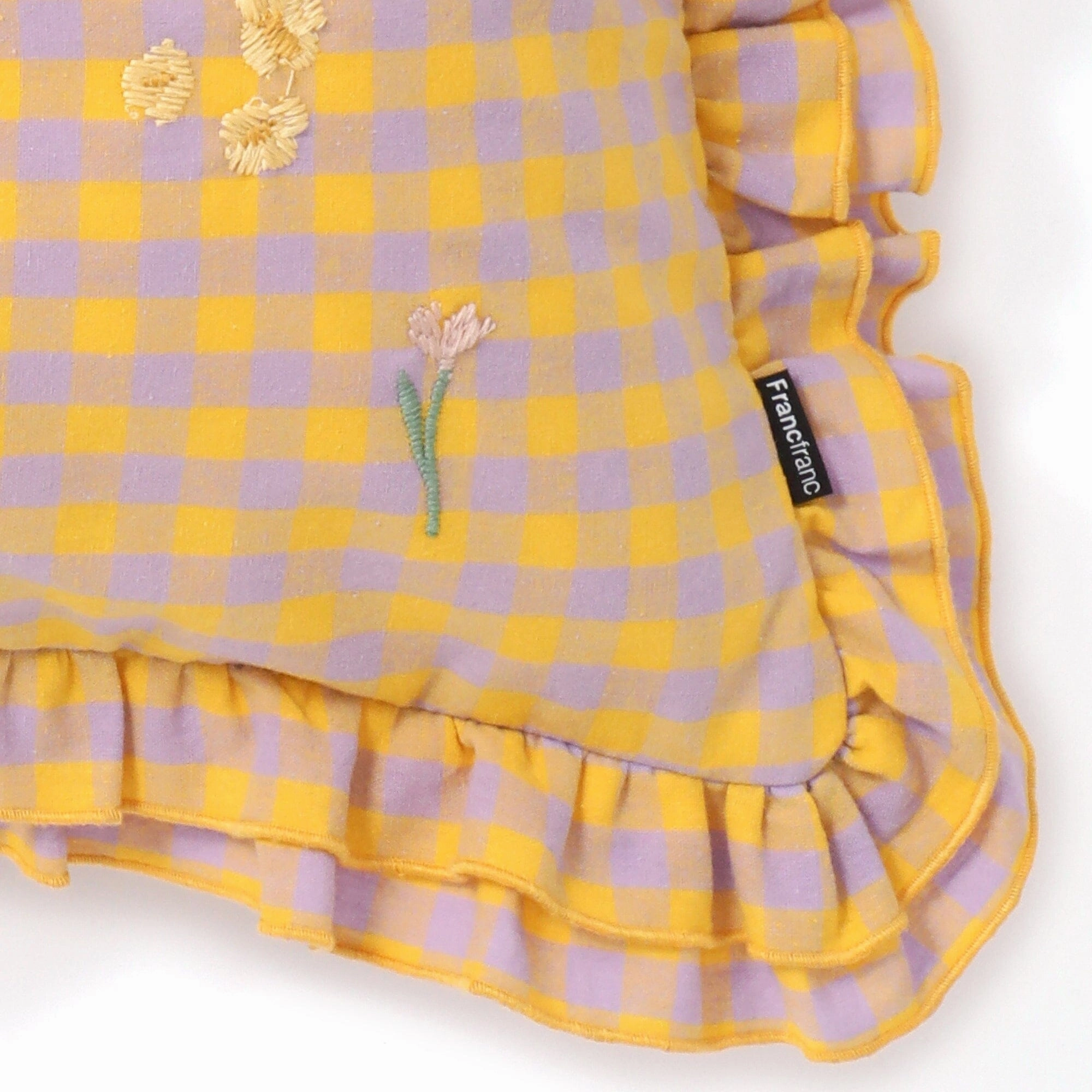 Frill Emb Cushion Cover 450 X 450 Yellow X Purple