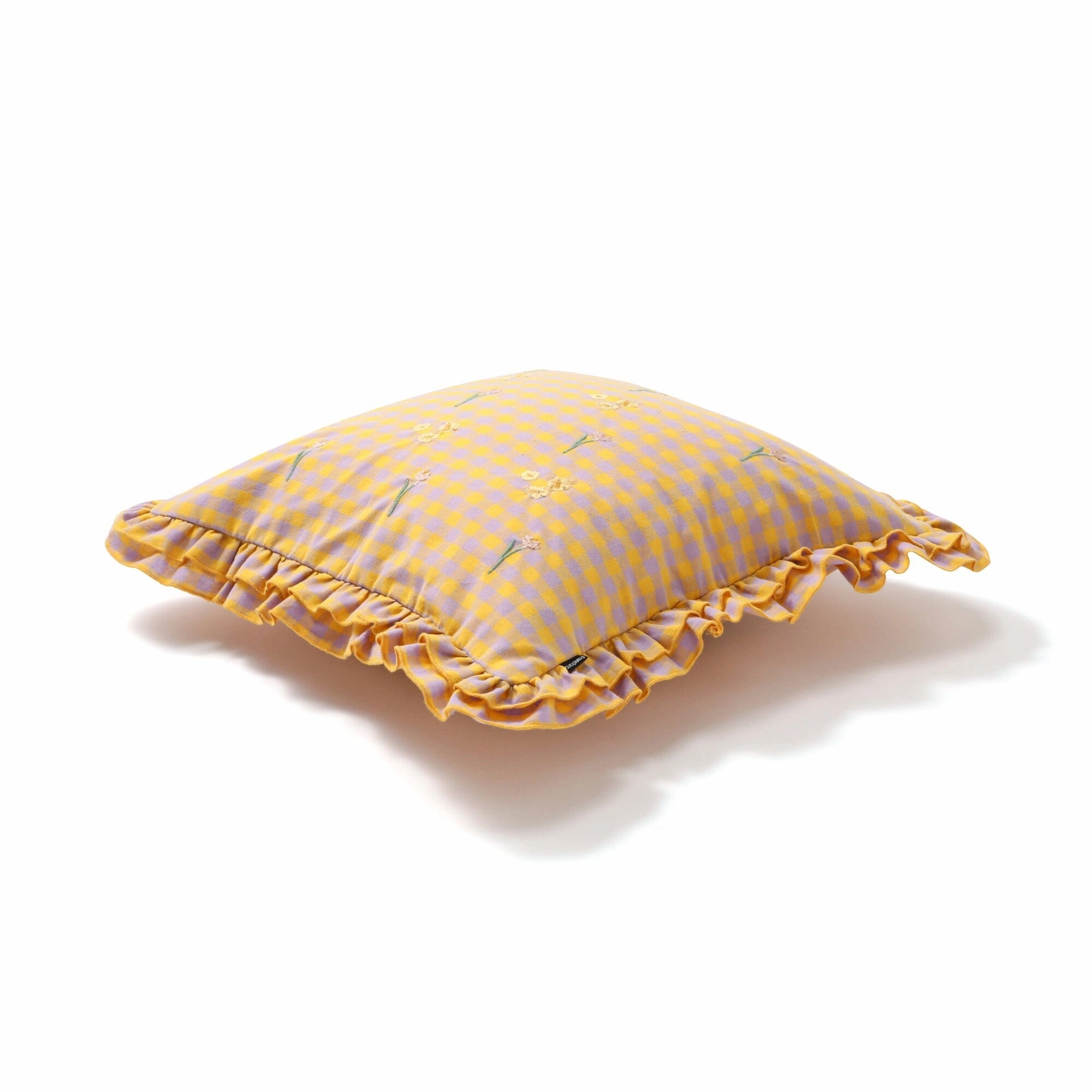 Frill Emb Cushion Cover 450 X 450 Yellow X Purple