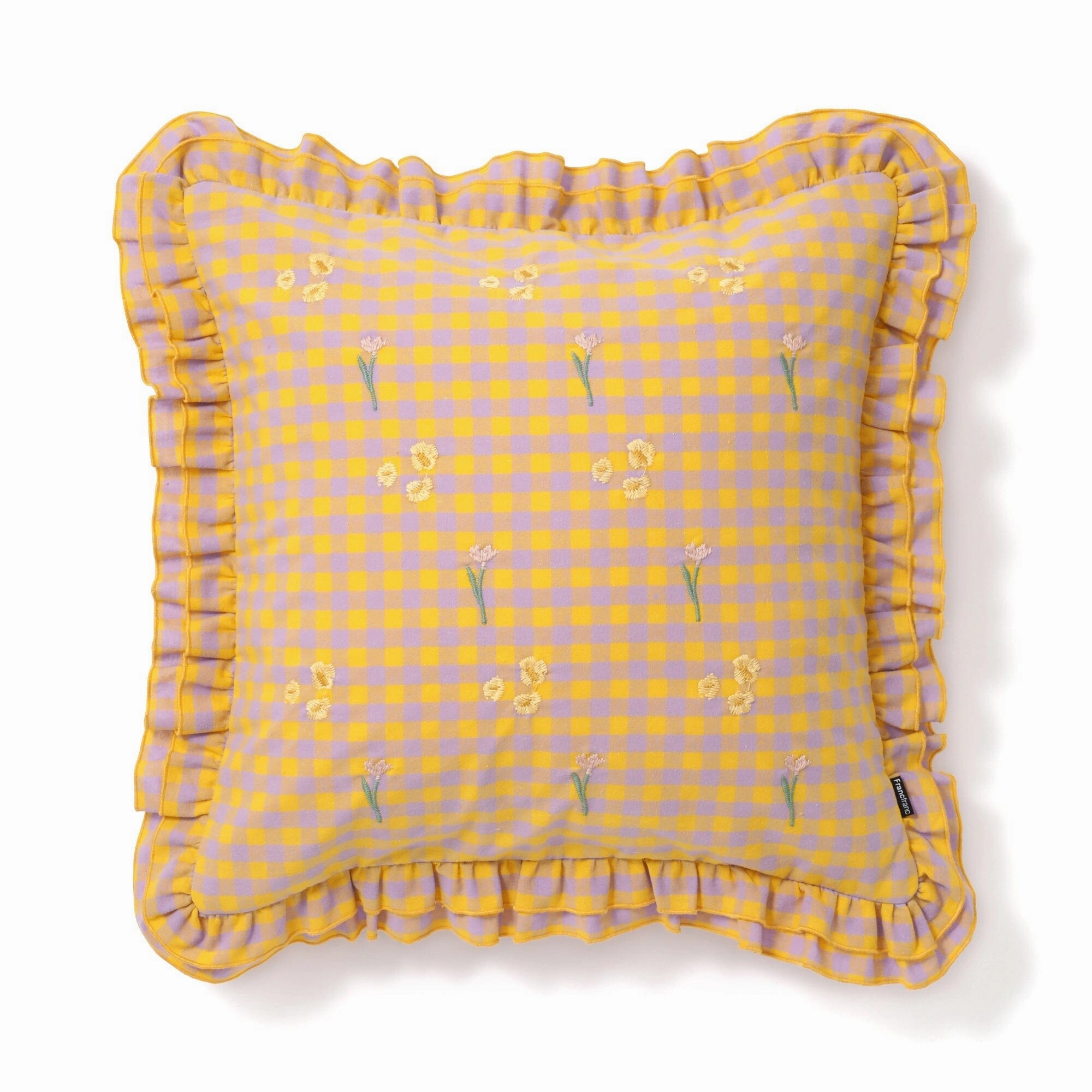 Frill Emb Cushion Cover 450 X 450 Yellow X Purplebedding sets ,throw blankets 