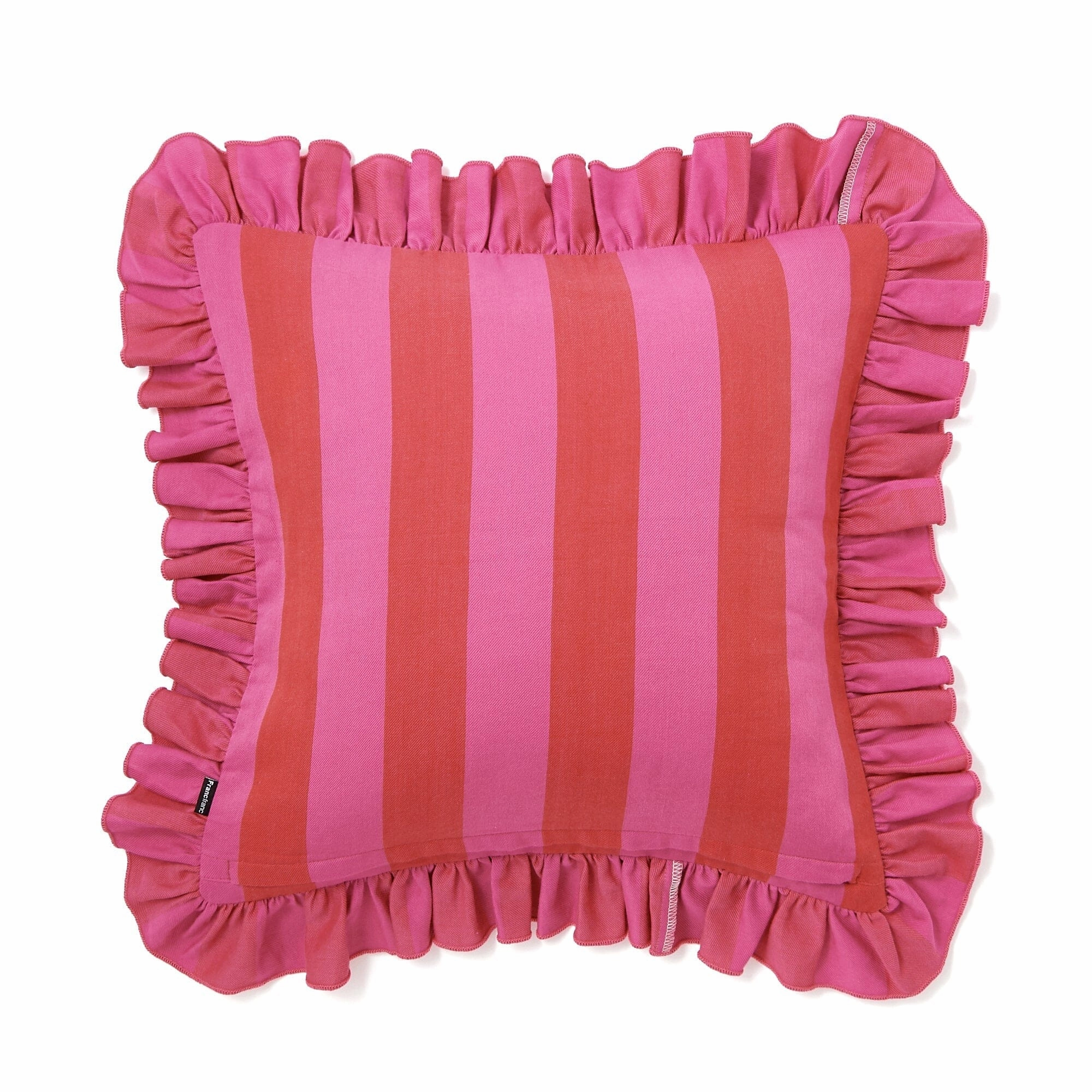 Frill Stripe Cushion Cover 450 x 450  Red x Pink