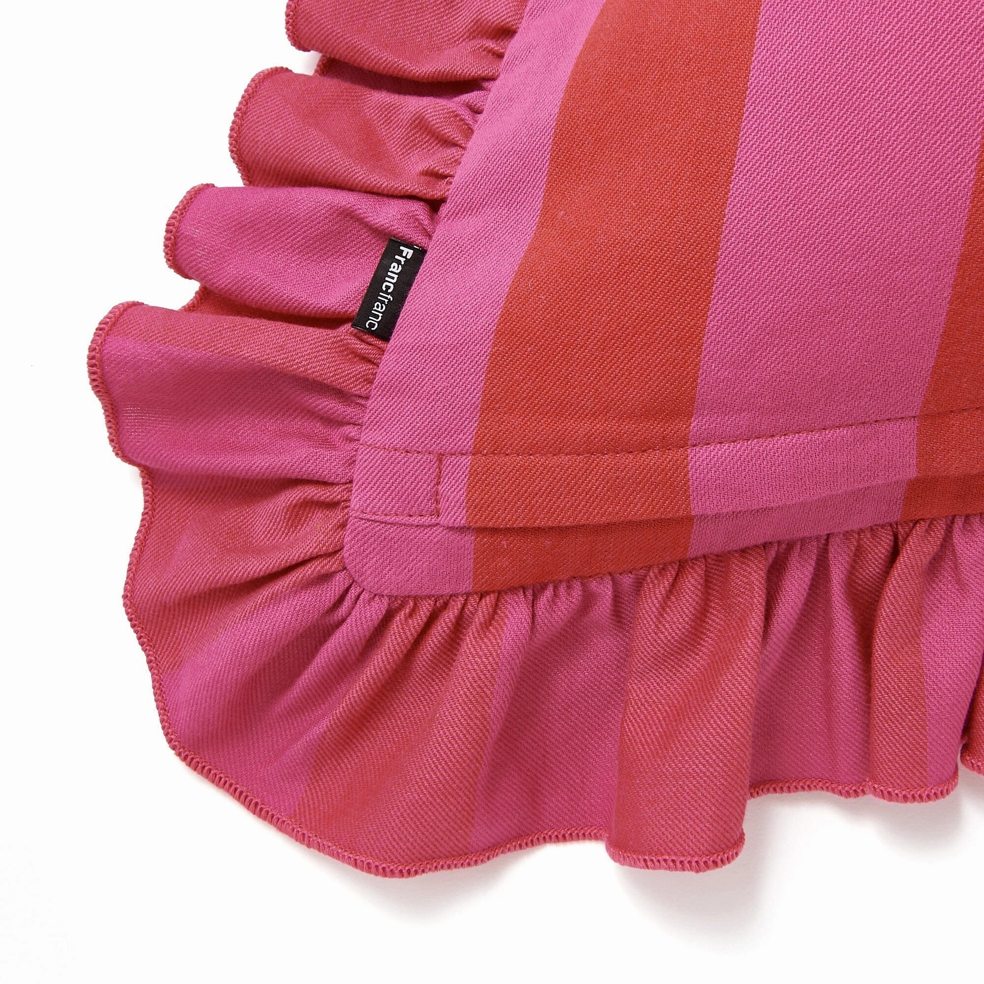 Frill Stripe Cushion Cover 450 x 450  Red x Pink