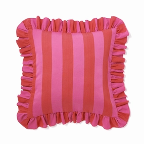 Frill Stripe Cushion Cover 450 x 450  Red x Pinkbedding sets ,throw blankets 
