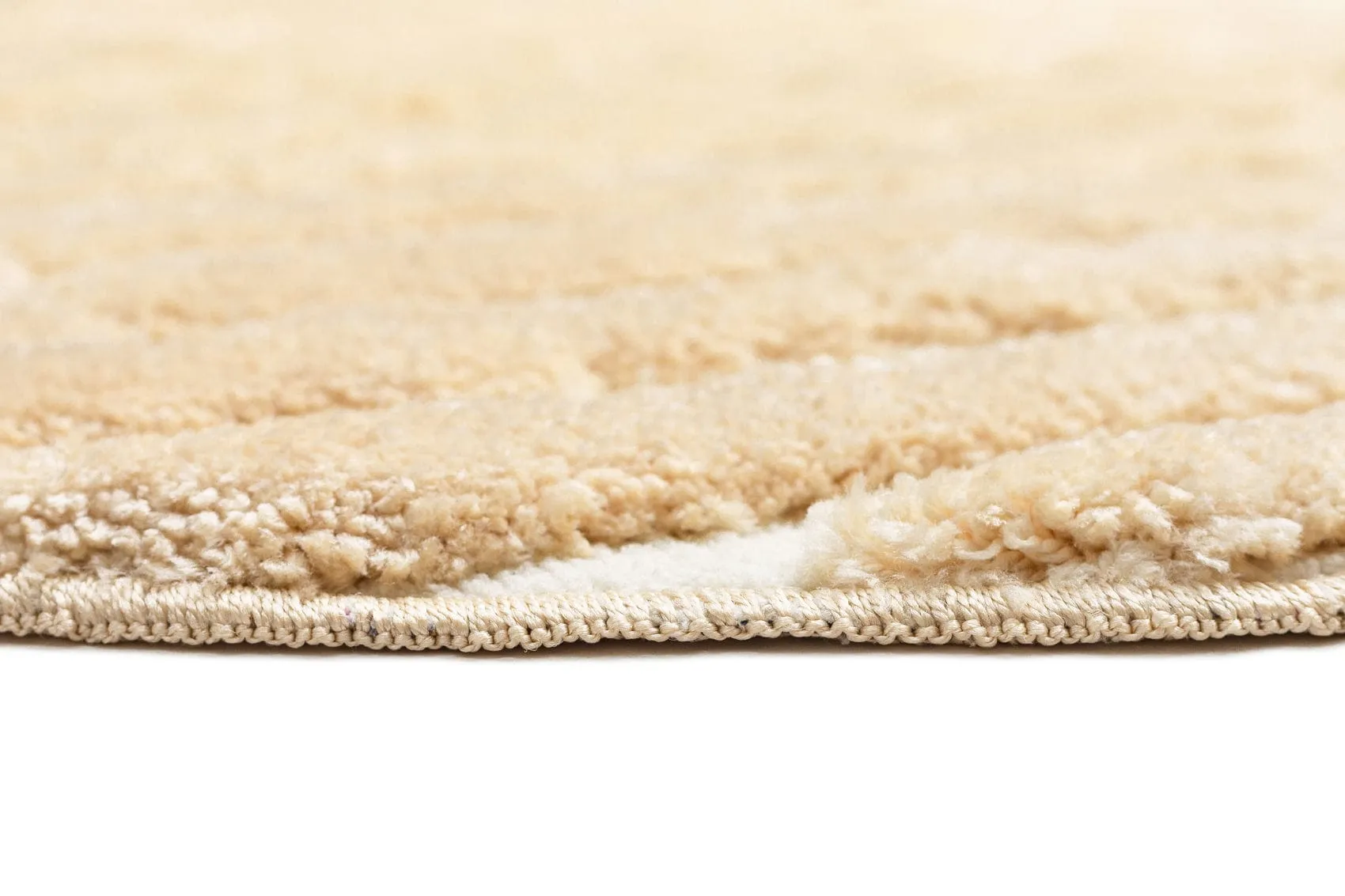 Fritzie Champagne Abstract Striped Round Rug